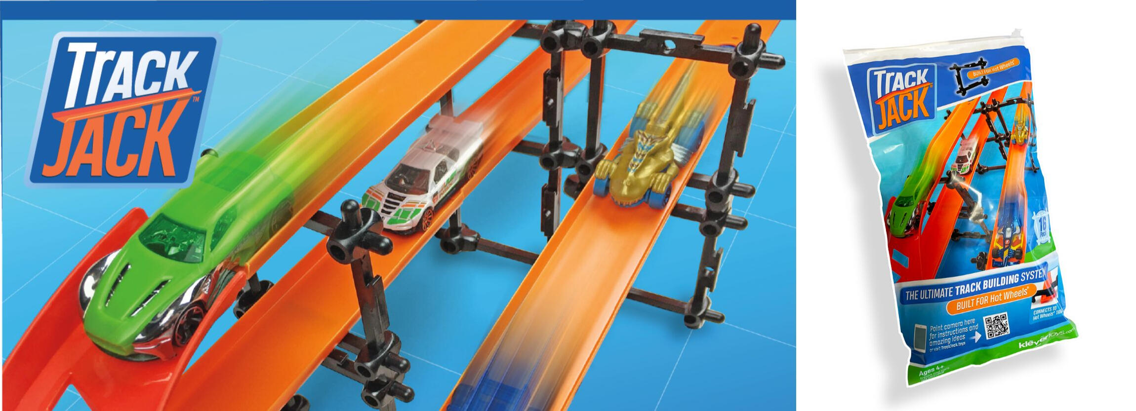 TrackJack™ — The Ultimate Track Building System for Hot Wheels. Build side-by-side and top-down racing tracks. Make Hot Wheels more fun!